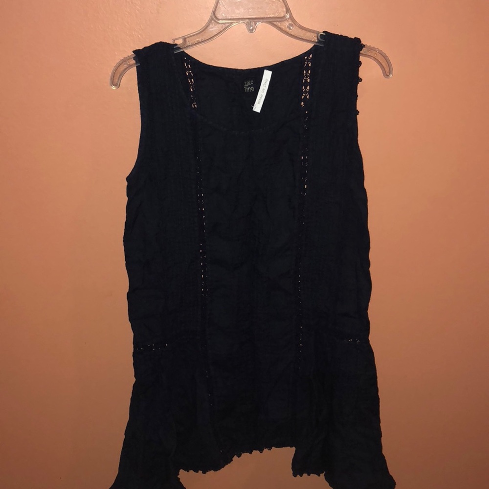 Italian Dark blue blouse with see-through panels